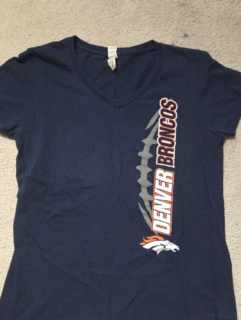 Anvil Navy Denver Broncos Vertical Logo Short Sleeve Tee